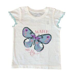 PEEK Girls Butterfly T-Shirt Top 18-24 XL Months Flutter Sleeves Tee NWT NEW